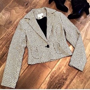 Sz 10 WHBM Cropped Blazer White Sparkly Black Star
